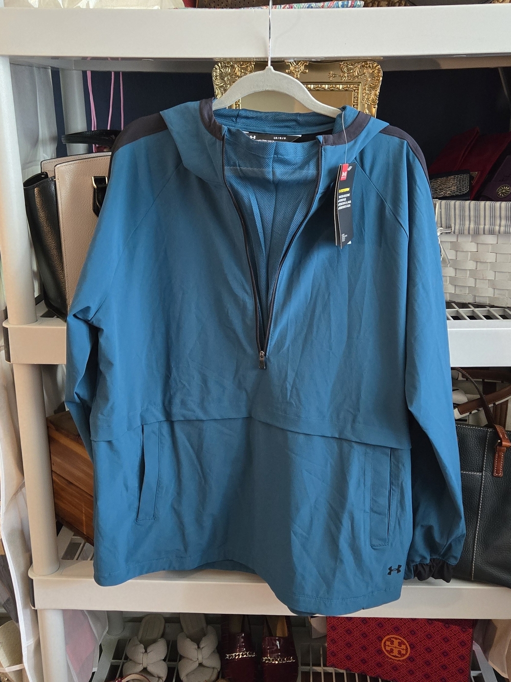 Under Armour Teal Mesh-Lined Hooded Quarter Zip